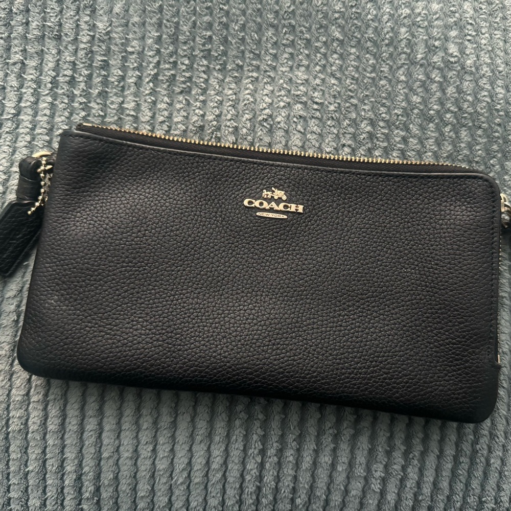 Coach Pebbled Black Leather Pouch